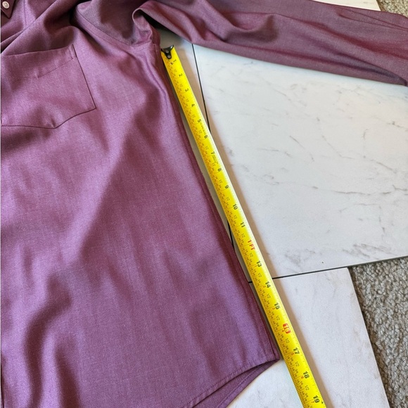 WOOL & PRINCE Men’s XL Merino Wool Button Down Shirt in Burgundy Oxford slim fit - Picture 10 of 16